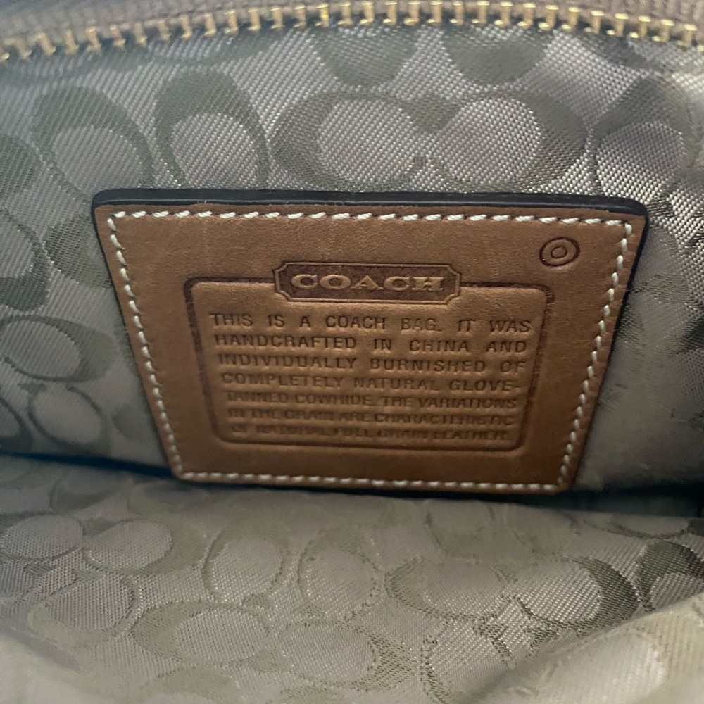 Vintage Coach Bag Brown Leather Classic C Print Lining Original Dust Bag - Picture 11 of 14
